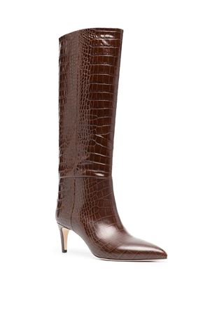 Brown leather croc-effect stiletto boots PARIS TEXAS | PX503XCOCOCIOCCOLATO